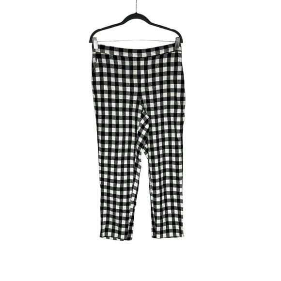 Banana Republic Factory Hayden Pant Black & White Checkered Linen Blend Size 8 - Picture 1 of 7